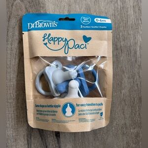 Dr. Brown's HappyPaci Silicone Pacifiers - Blue & Gray (0-6m) - 3 Pack